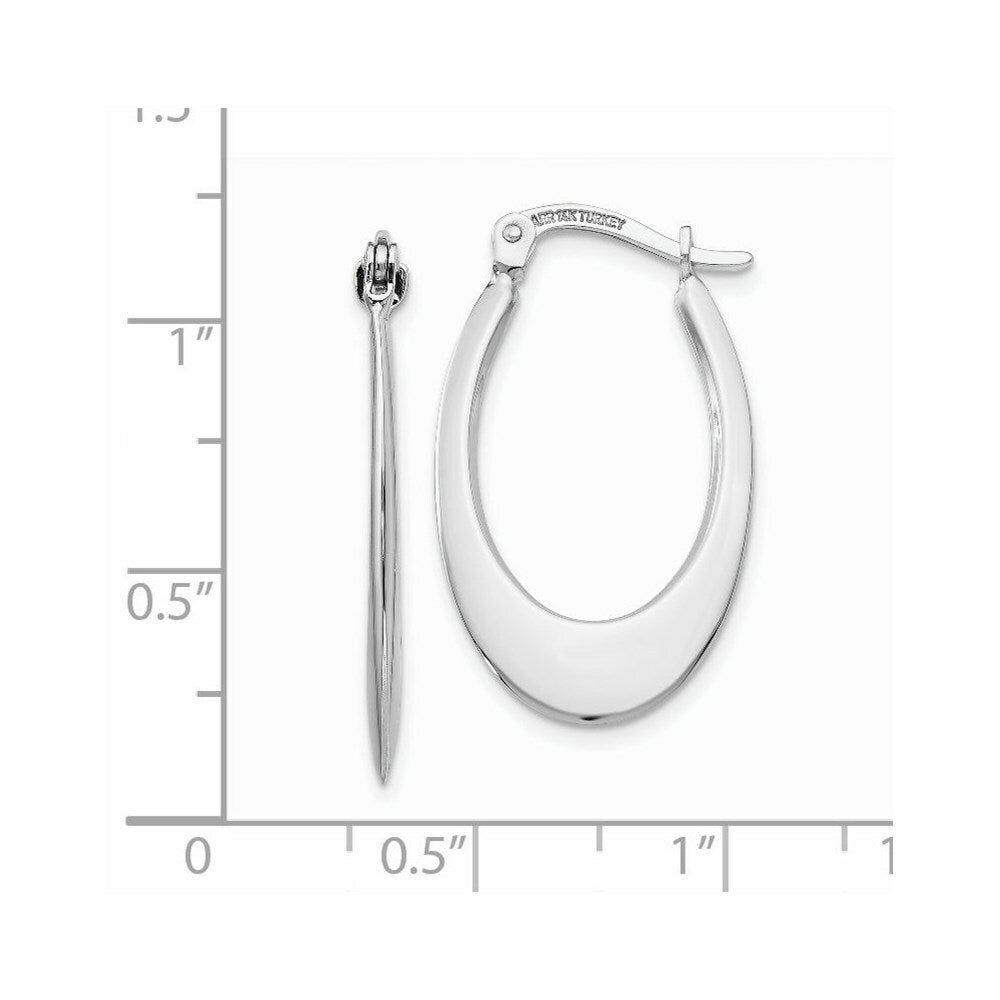 14K White Gold Polished Hoop Earrings  15mm width