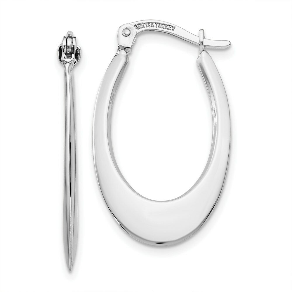 14K White Gold Polished Hoop Earrings  15mm width