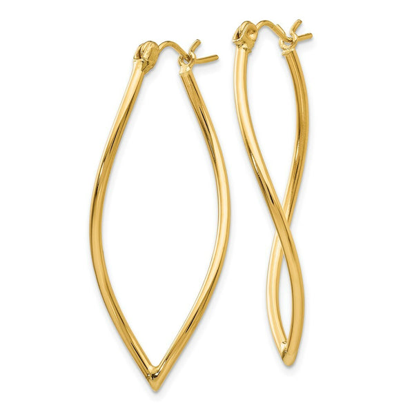 14K Yellow Gold Polished Fancy Hoop Earrings  17mm width