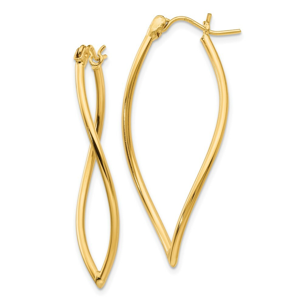 14K Yellow Gold Polished Fancy Hoop Earrings  17mm width