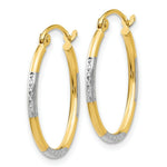 Load image into Gallery viewer, 14K Yellow Gold &amp; Rhodium Diamond Cut Oval Hoop Earrings 17mm width
