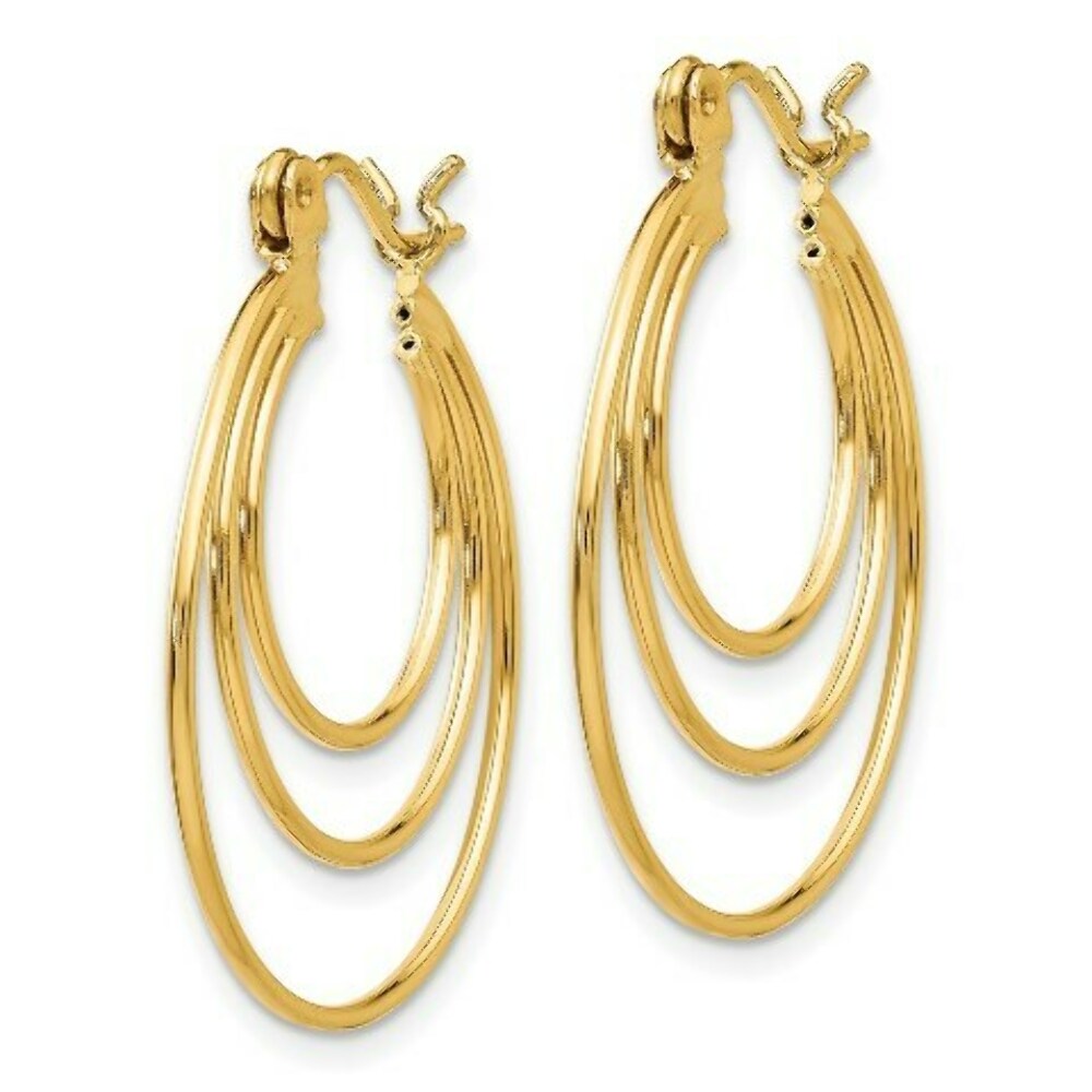 14K Yellow Gold Polished Circles Hoop Earrings  27mm width