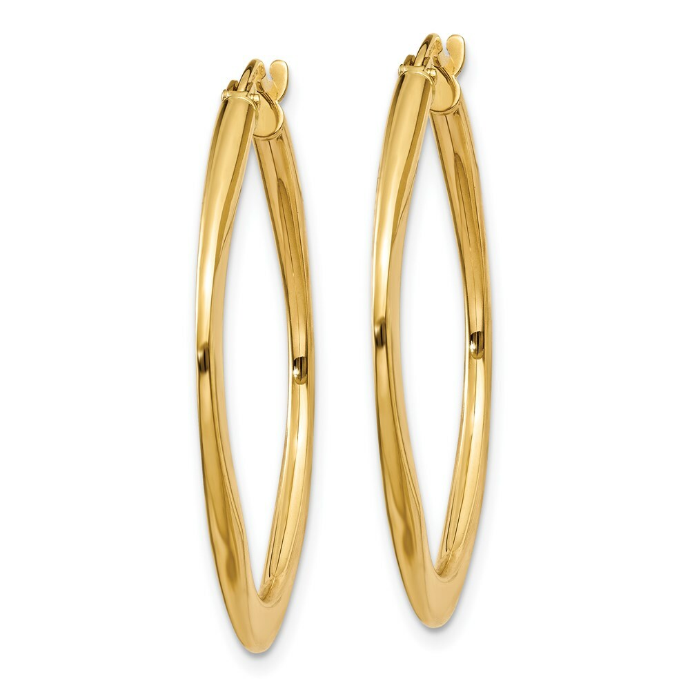 14K Yellow Gold Tapered Square Hoop Earrings  30mm width