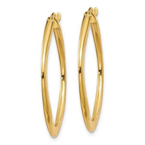 14K Yellow Gold Tapered Square Hoop Earrings  30mm width