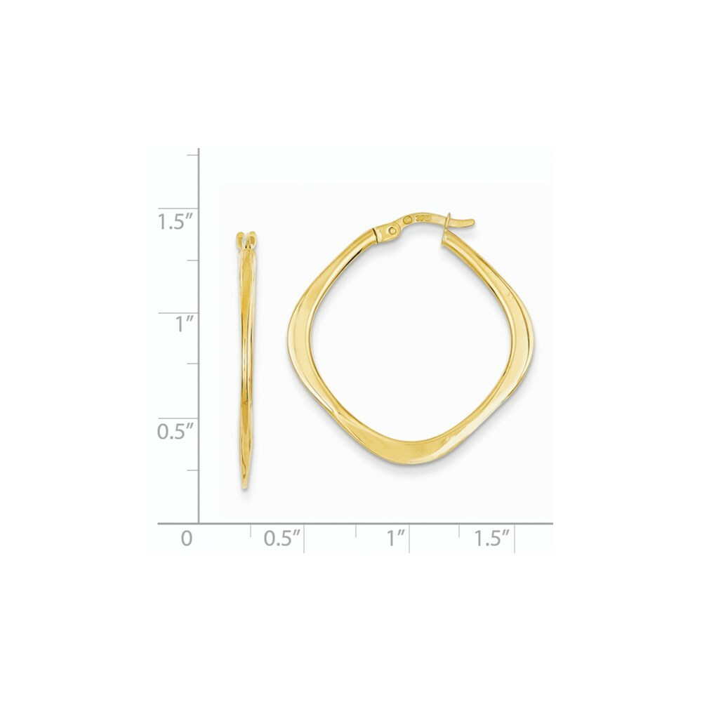 14K Yellow Gold Tapered Square Hoop Earrings  30mm width