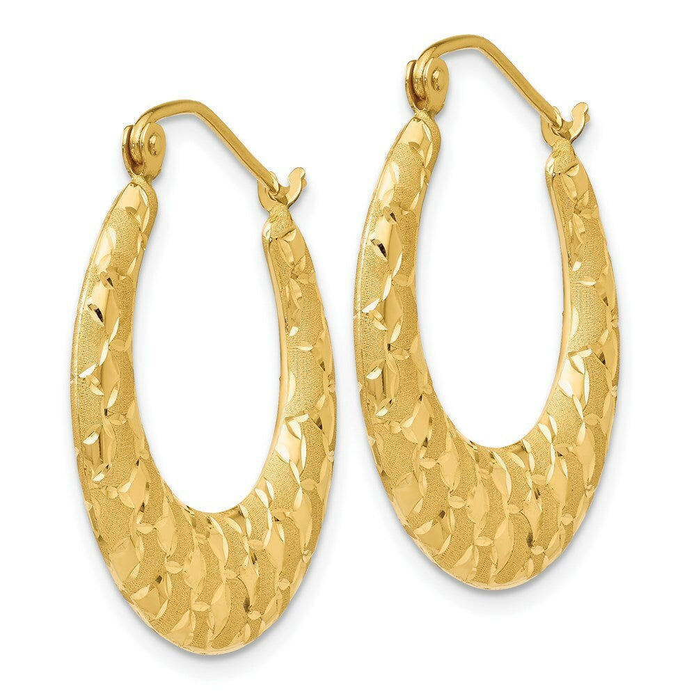 14K Yellow Gold Laser Cut Patterned Hoop Earrings  25mm width