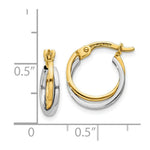 Load image into Gallery viewer, 14K Two-tone Gold Polished Hollow Hoop Earrings  12mm width
