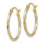 Load image into Gallery viewer, 14K Yellow Gold &amp; Rhodium Hollow Twisted Hoop Earrings  20mm width
