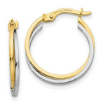 Load image into Gallery viewer, 14K Two-tone Gold Polished Hollow Hoop Earrings  17mm width
