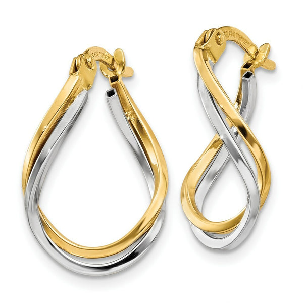 14K Two-tone Gold Twisted Hoop Earrings  11mm width