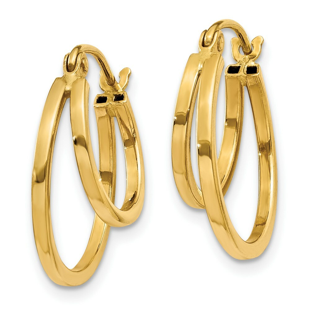 14K Yellow Gold Double Hoop Earrings  17mm width