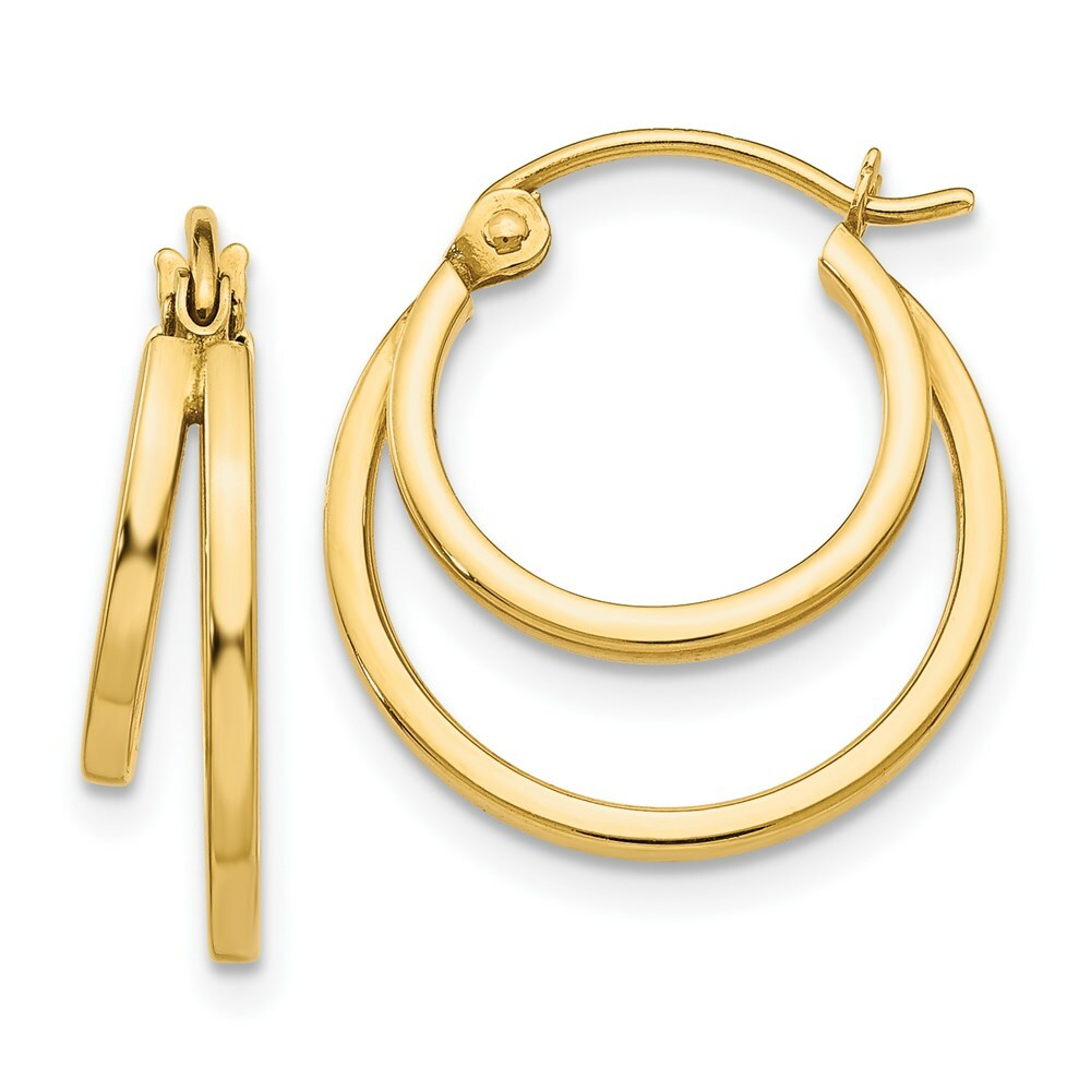 14K Yellow Gold Double Hoop Earrings  17mm width