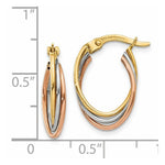 Load image into Gallery viewer, 14K Tri-Color Gold Twisted Hoop Earrings  12mm width

