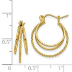 Load image into Gallery viewer, 14K Yellow Gold Polished and Textured Circle Hoop Earrings  18mm width
