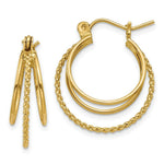 Load image into Gallery viewer, 14K Yellow Gold Polished and Textured Circle Hoop Earrings  18mm width
