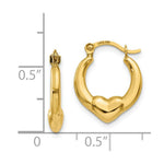 Load image into Gallery viewer, 14K Yellow Gold Hollow Heart Hoop Earrings  12mm width
