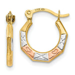Load image into Gallery viewer, 14K Yellow Gold &amp; White and Rose Rhodium Hoop Earrings  11mm width
