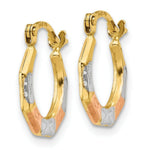 Load image into Gallery viewer, 14K Yellow Gold &amp; White and Rose Rhodium Hoop Earrings  11mm width
