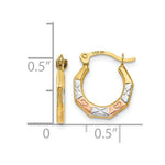 Load image into Gallery viewer, 14K Yellow Gold &amp; White and Rose Rhodium Hoop Earrings  11mm width
