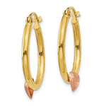 Load image into Gallery viewer, 14K Yellow Gold Yellow &amp; Rose Gold Heart Hoop Earrings  20mm width
