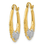 Load image into Gallery viewer, 14K Yellow Gold &amp; Rhodium Hollow Flowers Hoop Earrings  19mm width
