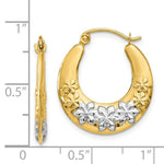 Load image into Gallery viewer, 14K Yellow Gold &amp; Rhodium Hollow Flowers Hoop Earrings  19mm width
