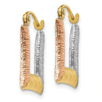 Load image into Gallery viewer, 14K Yellow Gold &amp; White &amp; Rose Rhodium Hollow Textured Square Hoop Earrings  15mm width
