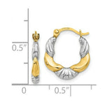 Load image into Gallery viewer, 14K Yellow Gold &amp; Rhodium Hollow Scalloped Hoop Earrings  13mm width
