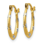 Load image into Gallery viewer, 14K Yellow Gold Rhodium Textured Hollow Oval w/ Hearts Hoop Earrings  11mm width
