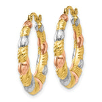 Load image into Gallery viewer, 14K Yellow Gold &amp; White and Rose Rhodium Hollow Scalloped Hoop Earrings  22mm width
