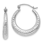 Load image into Gallery viewer, 14K White Gold Diamond Cut Hollow Hoop Earrings 21mm width
