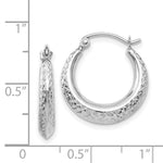 Load image into Gallery viewer, 14K White Gold Textured Hollow Hoop Earrings  18mm width
