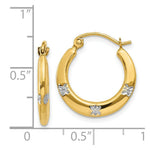 Load image into Gallery viewer, 14K Yellow Gold &amp; Rhodium Flowers Hollow Hoop Earrings  17mm width
