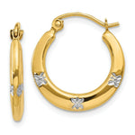 Load image into Gallery viewer, 14K Yellow Gold &amp; Rhodium Flowers Hollow Hoop Earrings  17mm width
