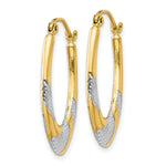 Load image into Gallery viewer, 14K Yellow Gold &amp; Rhodium Hollow Oval Hoop Earrings  17mm width
