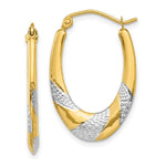 Load image into Gallery viewer, 14K Yellow Gold &amp; Rhodium Hollow Oval Hoop Earrings  17mm width
