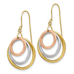 Load image into Gallery viewer, 14K Tri-Color Gold Circle Dangle Shepherd Hook Earrings
