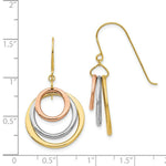 Load image into Gallery viewer, 14K Tri-Color Gold Circle Dangle Shepherd Hook Earrings
