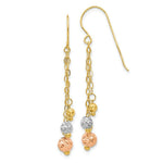 Load image into Gallery viewer, 14K Tri-Color Gold Strands with Diamond Cut Bead Earrings
