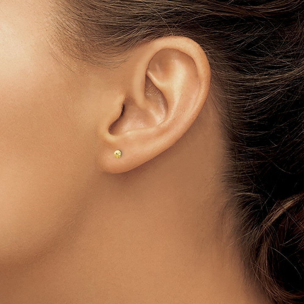 14K Yellow Gold 3mm Puff Circle Post Earrings
