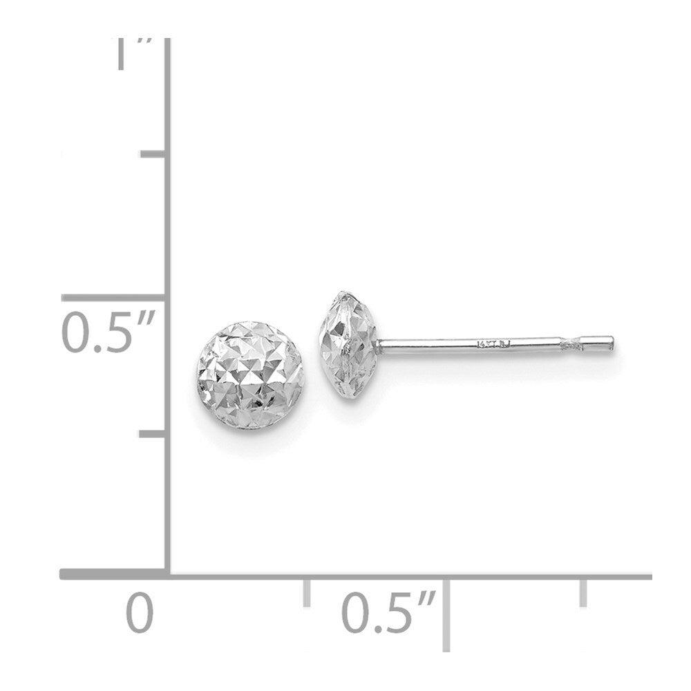 14K White Gold 5 mm Puff Circle Stud Earrings
