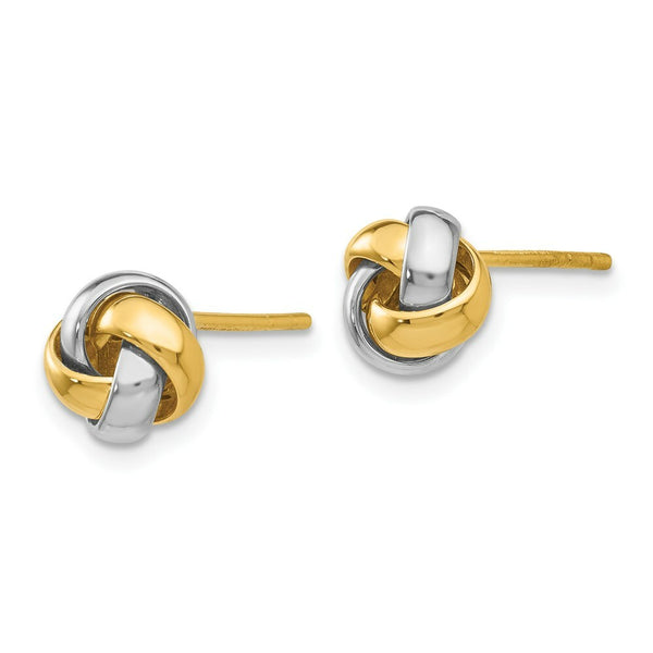 14K Two-tone Gold Knot Post Earrings