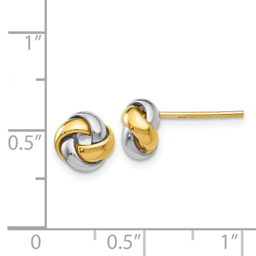 14K Two-tone Gold Knot Post Earrings