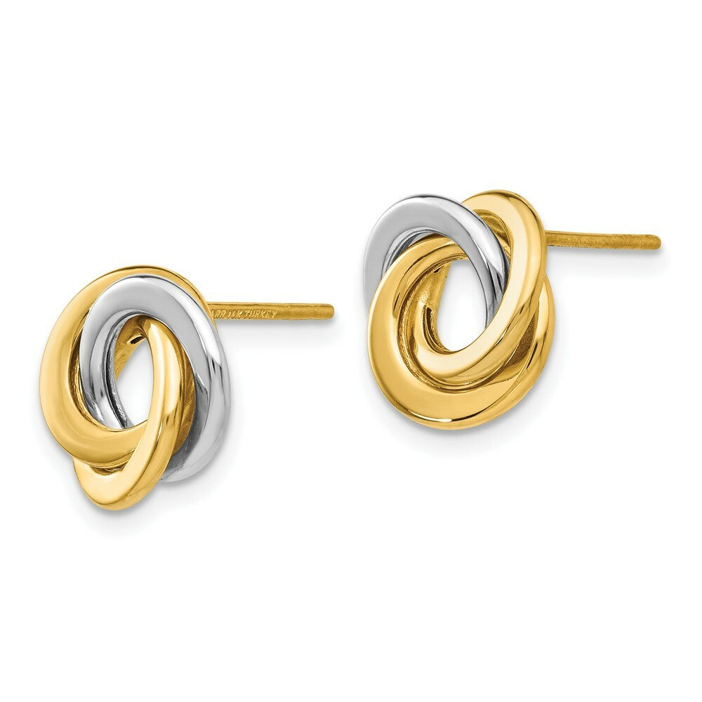 14K Two-tone Gold Polished Intertwined Circles Post Earrings