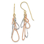 Load image into Gallery viewer, 14K Tri-Color Gold Diamond Cut Tear Drop Dangle Earrings
