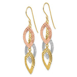 Load image into Gallery viewer, 14K Yellow Gold Diamond Cut Tri-color Tear Drop Shepherd Hook Earrings
