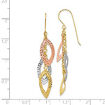 Load image into Gallery viewer, 14K Yellow Gold Diamond Cut Tri-color Tear Drop Shepherd Hook Earrings
