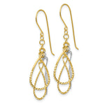 Load image into Gallery viewer, 14K Two-tone Gold Diamond Cut Tear Drop Shepherd Hook Earrings
