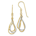 Load image into Gallery viewer, 14K Two-tone Gold Diamond Cut Tear Drop Shepherd Hook Earrings
