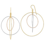 Load image into Gallery viewer, 14k Tri-color Gold Diamond-cut Graduated Circles Shepherd Hook Earrings

